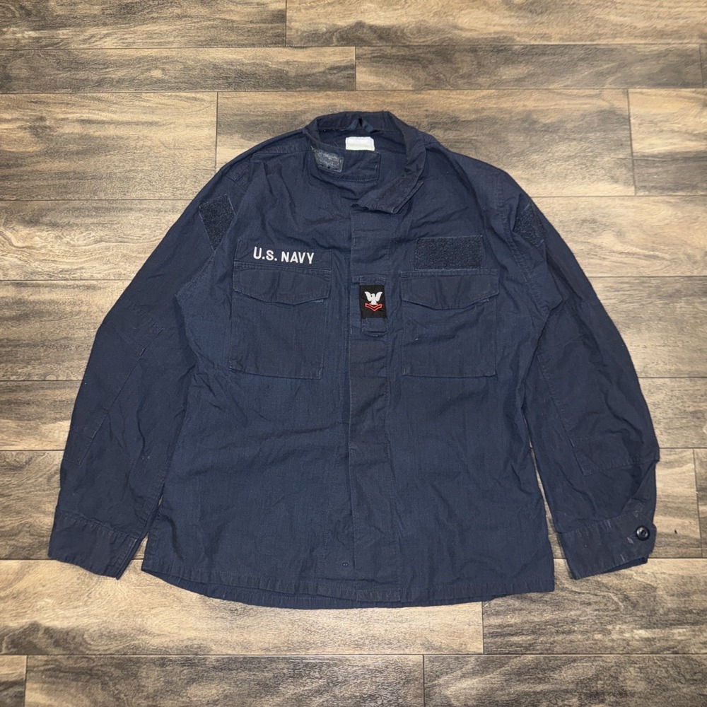 US Navy FR Coat Medium Regular Ripstop Blue Class 1 Uniform 2-Piece Jacket Only